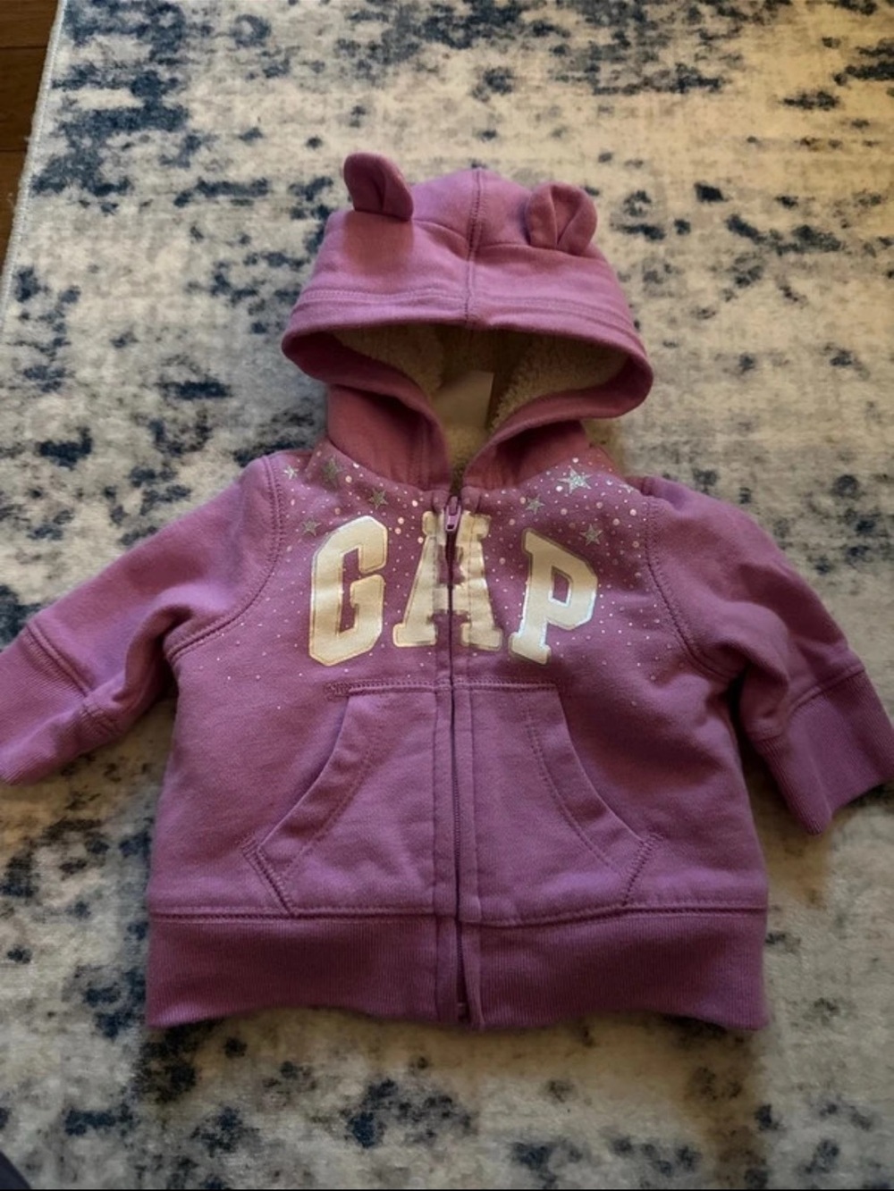 GAP Purple Kids Hooded Zip-Up Sweatshirt with Ear Detail